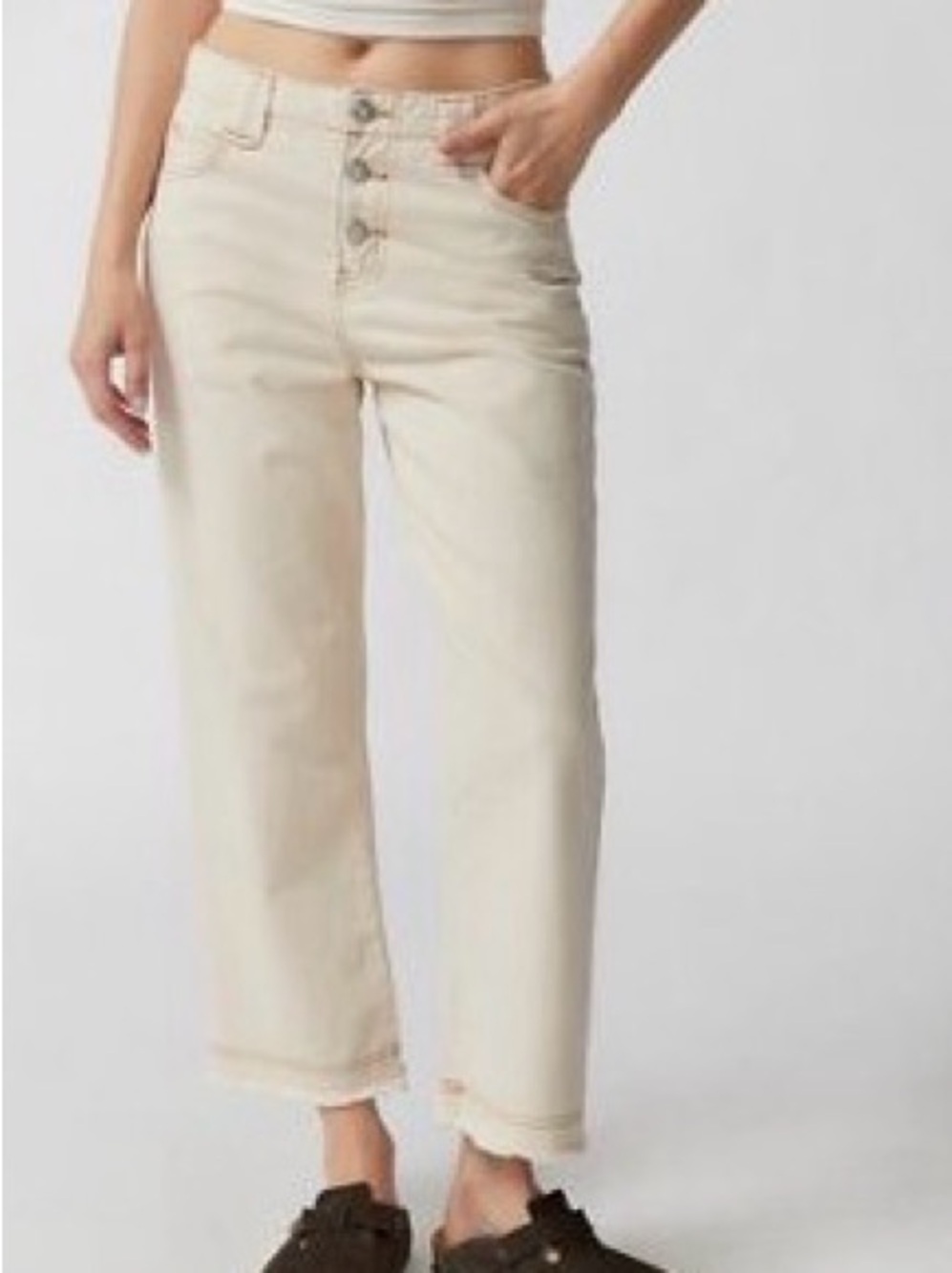 5 Star General High-Rise Wide-Leg Women's Jeans in Cream NWT 0/24